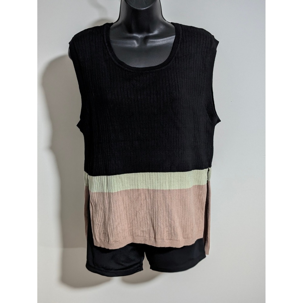 Free People Stop and Stare Sleeveless Sweater Knit Color Block Tank Top Large